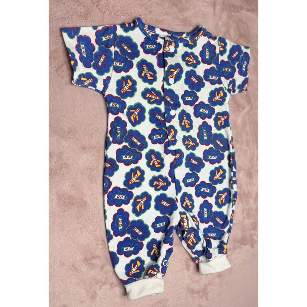 Artsy Baby Vintage Newborn Plane Short sleeve Cuffed Ankle Bodysuit